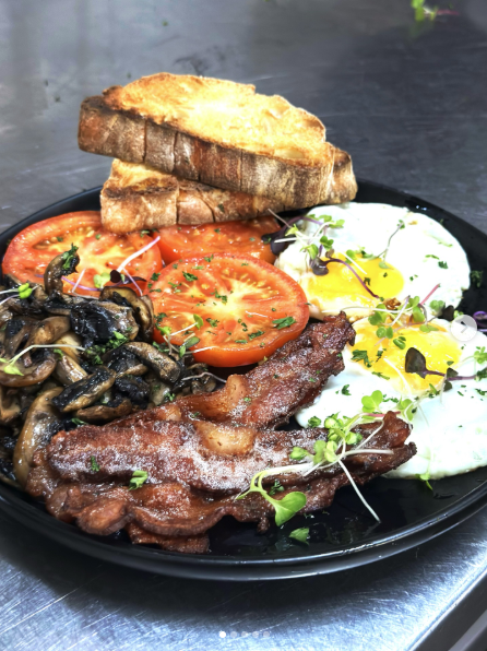Farina breakfast and caffe dish